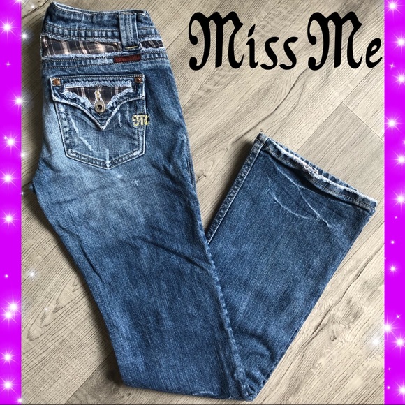 Miss Me Denim - Miss Me Jeans Plaid Bootcut Women’s Blue Sz 26